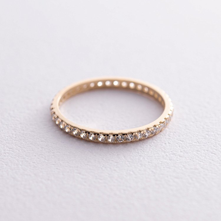 Кольцо с дорожкой камней в желтом золоте (фианиты) к07396 от ювелирного магазина Оникс - 4