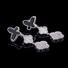 Срібні сережки "Метелик і клевер" з оніксом і фіанітами 121734 от ювелирного магазина Оникс - 1