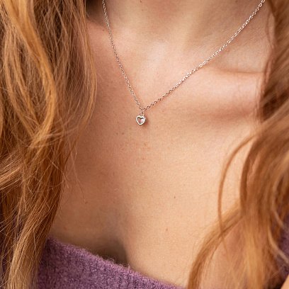 Серебряное колье "Сердечко" с фианитом 181253 №2