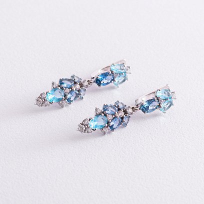 Серебряные серьги с кварцом и фианитами 2950/9р-QLBQS №4