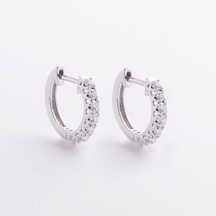 Золотые серьги - кольца с бриллиантами сб0549mi от ювелирного магазина Оникс