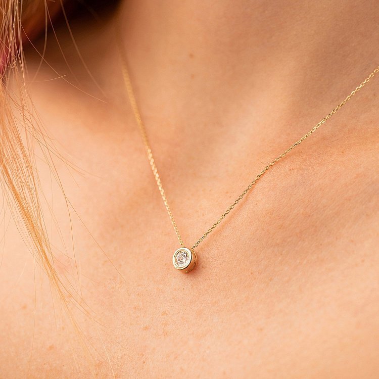 Золоте кольє з фіанітом кол01640 від ювелірного магазину Онікс - 1