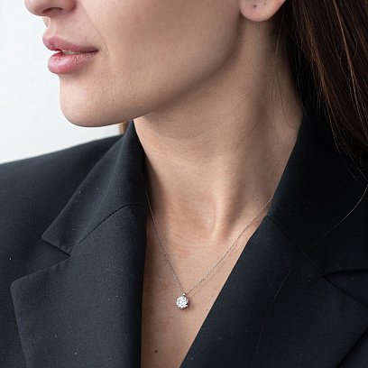 Серебряное колье с фианитом 181019 №6