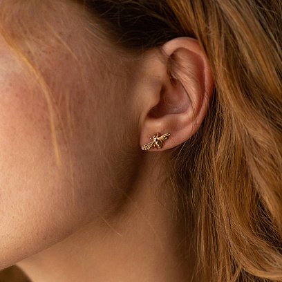 Золотые серьги - пусеты "Оса" с07928 №4