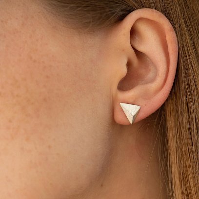 Сережки - пусети "Піраміда" у сріблі 123266 №8