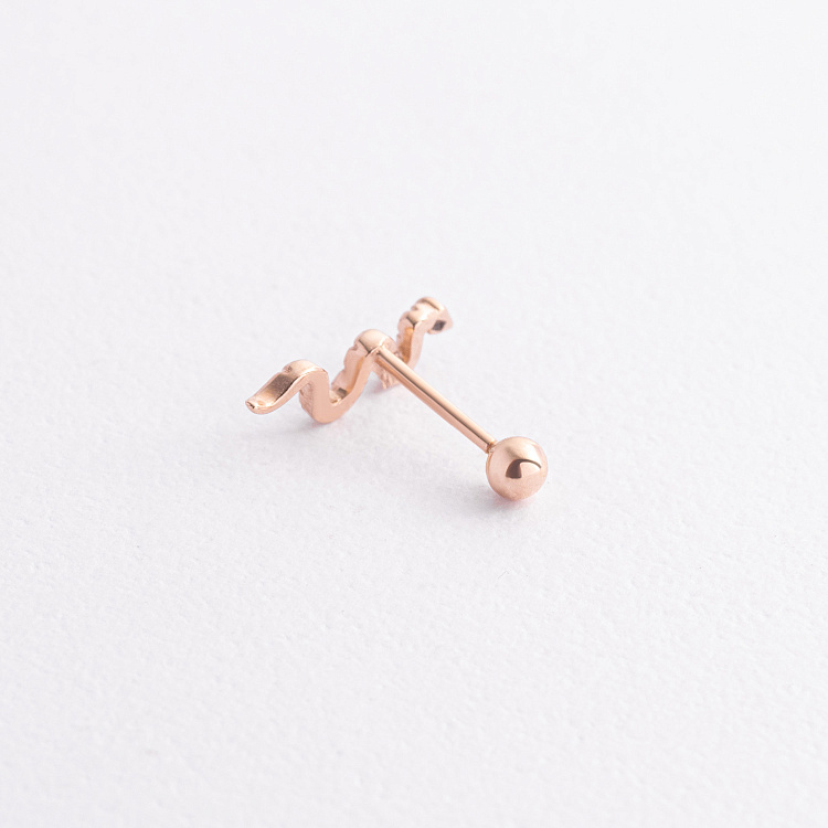 Одиночна золота сережка "Змія" в хрящ вушка з40075к від ювелірного магазину Онікс - 2