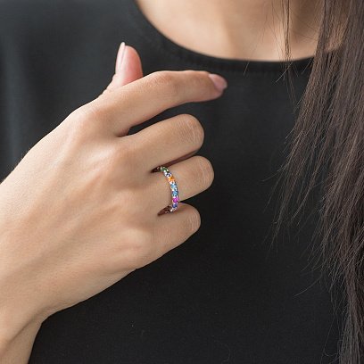 Золота каблучка з сапфірами і демантоїдами кб0298sth №3