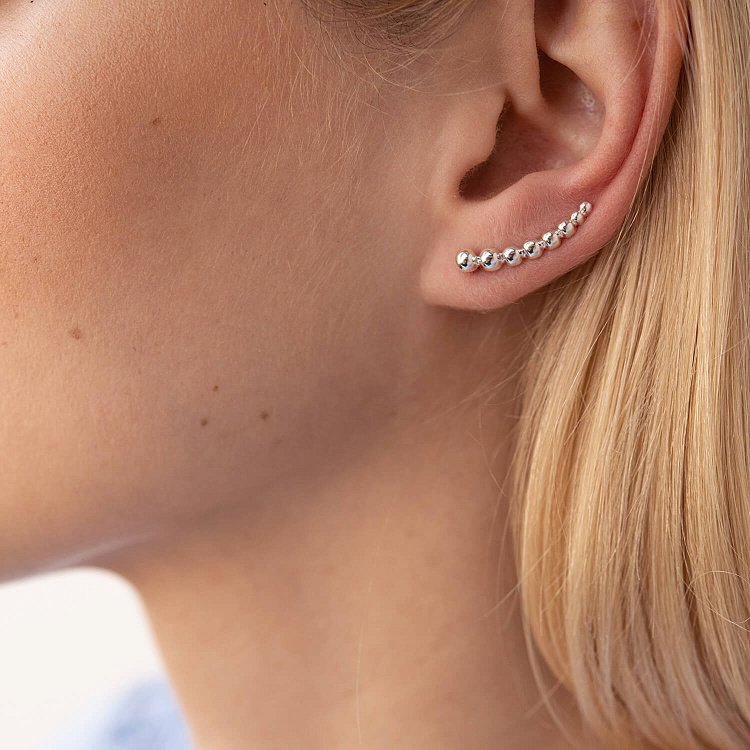 Серебряные серьги - клаймберы "Шарики" 123221 от ювелирного магазина Оникс - 9