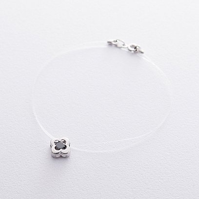 Золотое колье на леске "Клевер" (фианит) кол01142