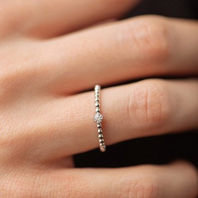 Кольцо "Stephanie" с фианитом (белое золото) к07971 №4