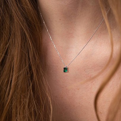 Золотое колье "Альма" (зеленый фианит) кол02368 №11