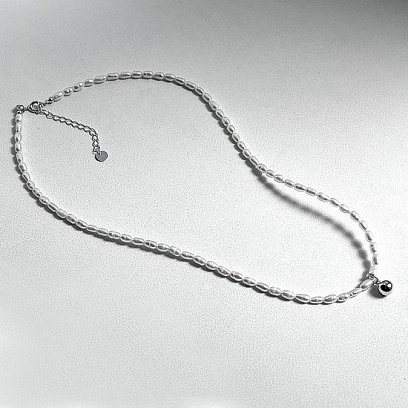 Срібне кольє "Перлинки з кулькою" жемшар №10