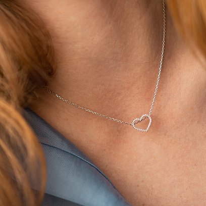 Серебряное колье "Сердечко" с фианитами 908-01004 №4