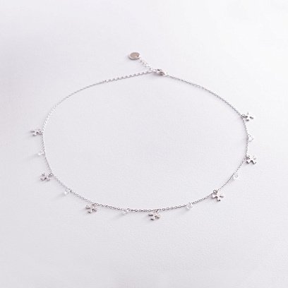 Серебряное колье "Клевер" с фианитами 181139