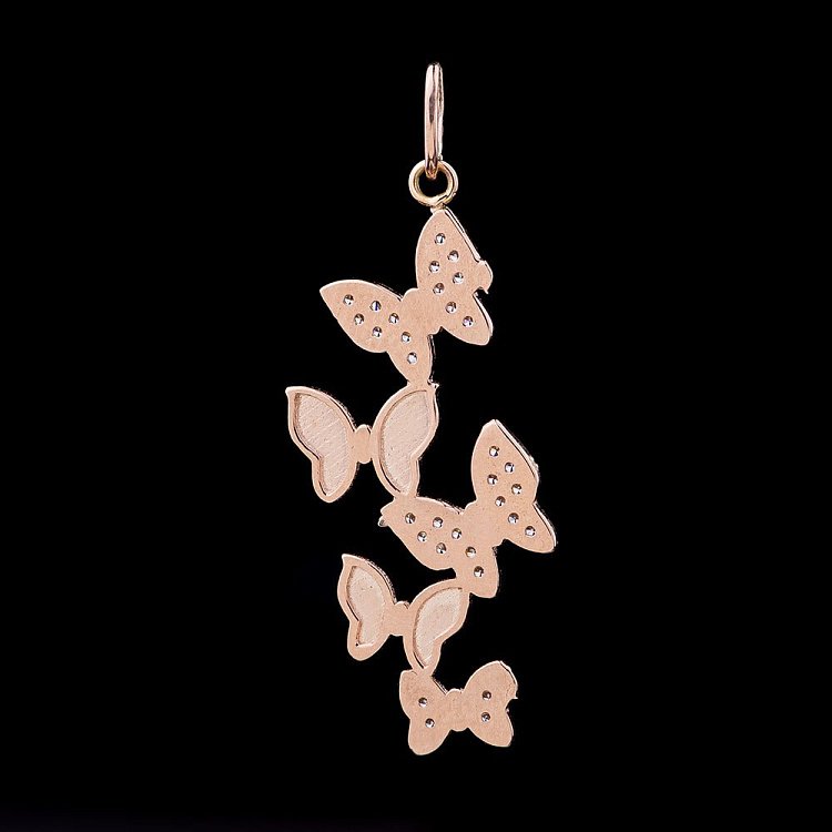 Золотая подвеска "Бабочки" с фианитами п02718 от ювелирного магазина Оникс - 1