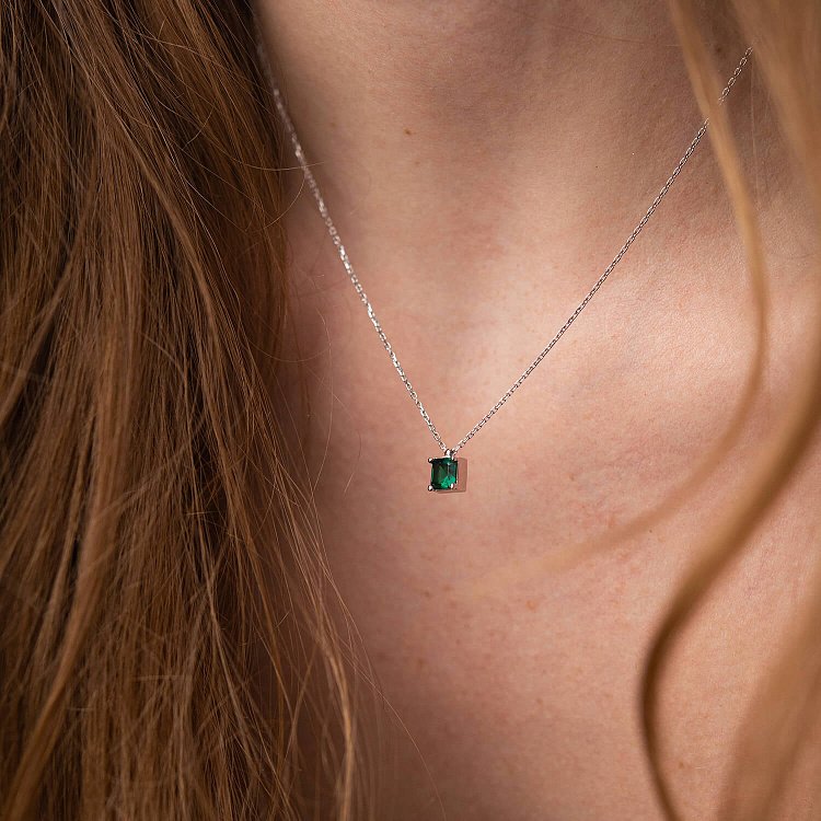 Золотое колье "Альма" (зеленый фианит) кол02368 от ювелирного магазина Оникс - 12