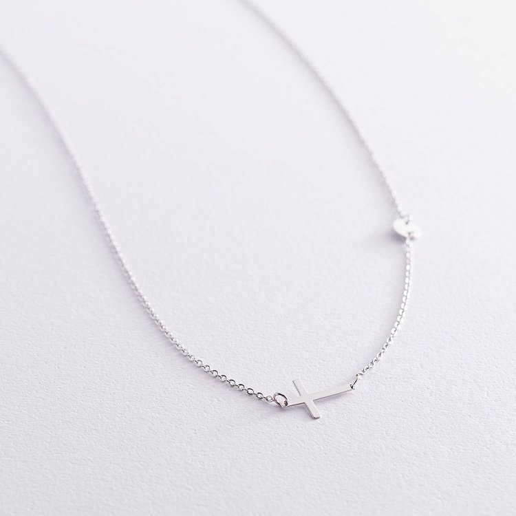 Кольє з хрестиком в білому золоті 860251В від ювелірного магазину Онікс - 3