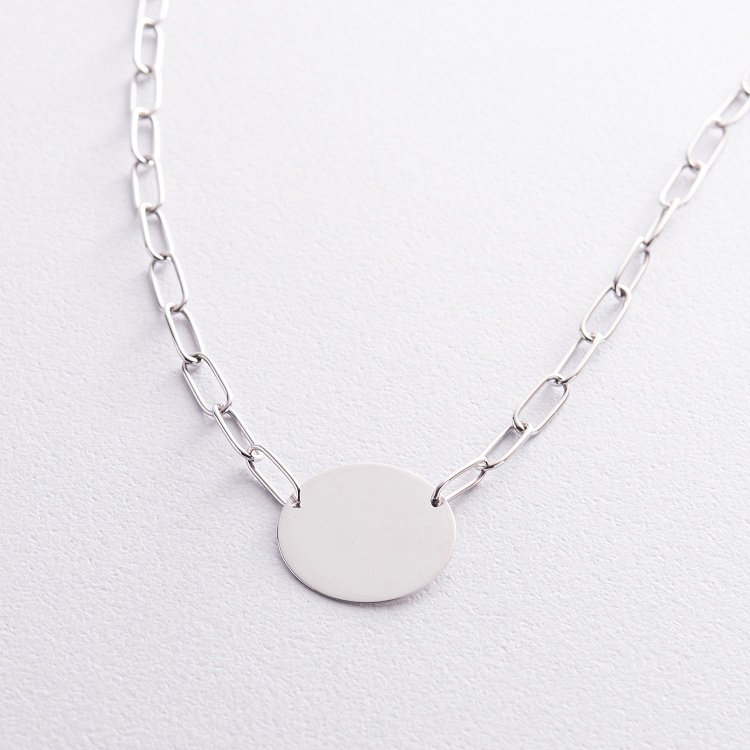 Кольє з монеткою для гравіювання (біле золото) кол02391 від ювелірного магазину Онікс - 8