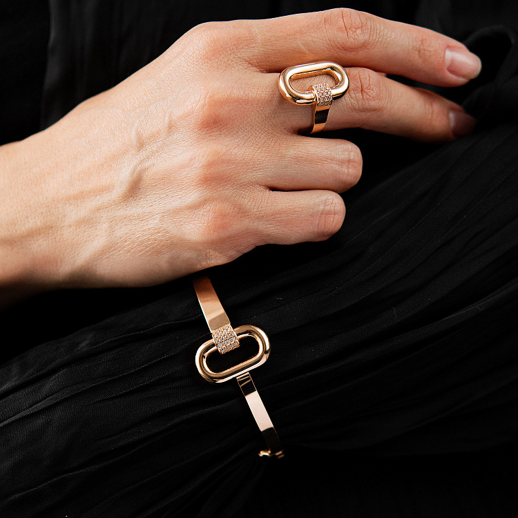 Каблучка "Alice" в червоному золоті (фіаніти) к08366 від ювелірного магазину Онікс - 5