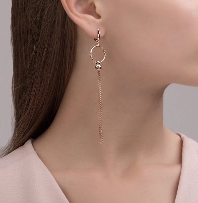 Висячие серьги из красного золота с06353 №7