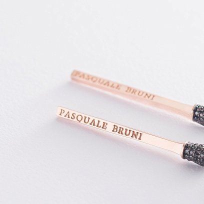 Золотые серьги "Спички" (черные фианиты) с06252 №3