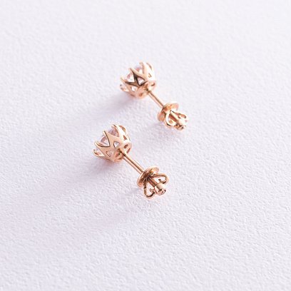 Золоті сережки-пусети з фіанітами с05185 №3