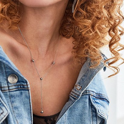 Срібне кольє - краватка "Кульки" 181122 №4