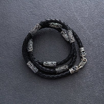 Кожаный шнурок с серебряной застежкой 535 №5