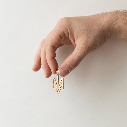 Золотой кулон Герб Украины "Тризуб" 123672400 №2