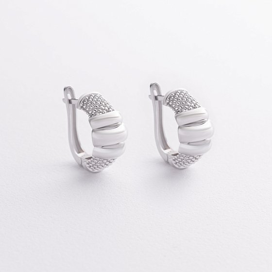 Серьги "Marie" в белом золоте с09420