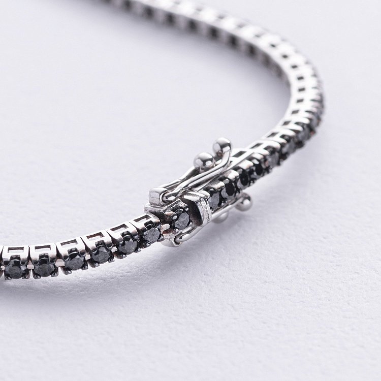Браслет Теніс у білому золоті з чорними та білими діамантами 539261222 від ювелірного магазину Онікс - 4