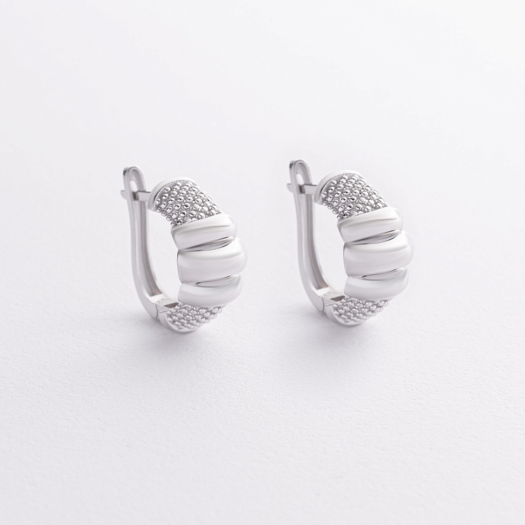 Серьги "Marie" в белом золоте с09420 от ювелирного магазина Оникс