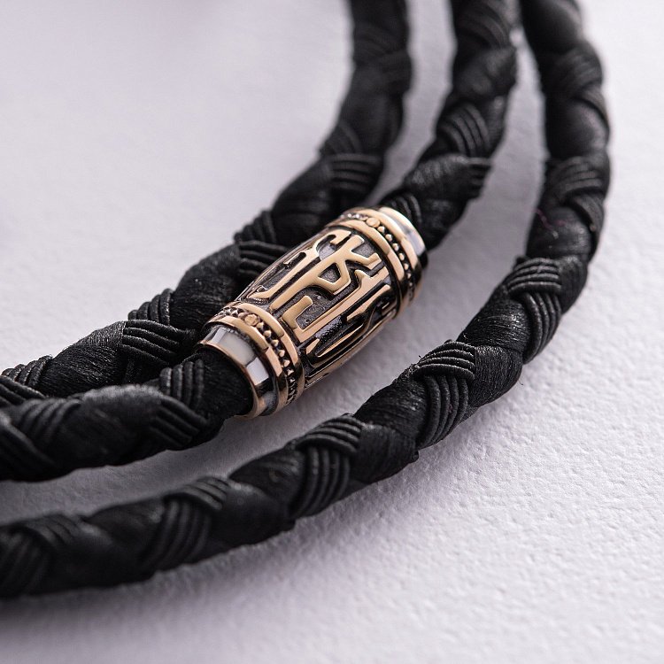 Шелковый шнурок с золотыми вставками лсп0014-1 от ювелирного магазина Оникс - 4