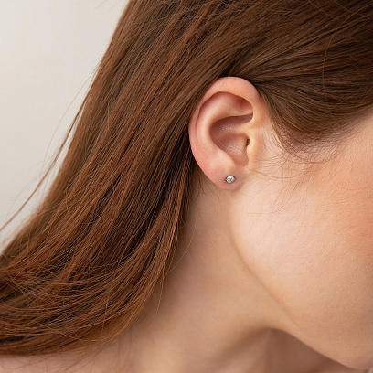 Моносерьга с фианитом (белое золото) с09143 №4