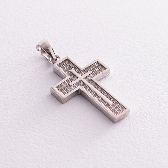 Серебряный крестик с фианитами 131598