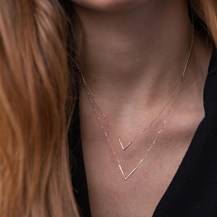 Подвійне кольє "Особливе" у червоному золоті кол02116 від ювелірного магазину Онікс - 1