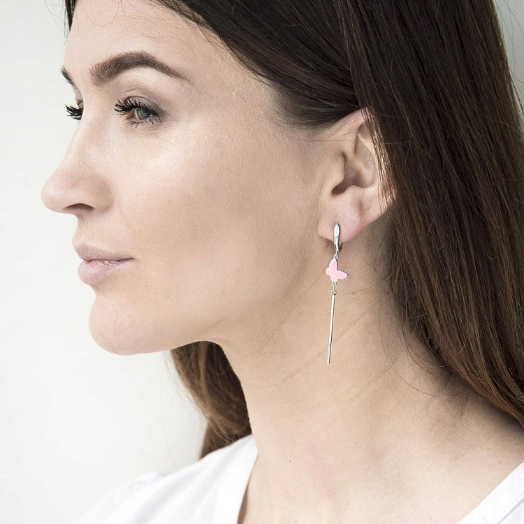 Серебряные серьги "Бабочки" с эмалью 122174 от ювелирного магазина Оникс - 2