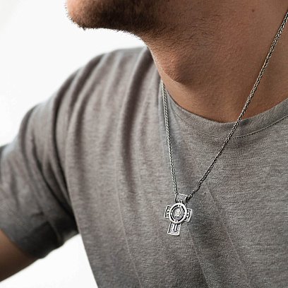 Срібний православний хрест "Господь Вседержитель. Ангел Хранитель. Спаси та Збережи" 133233 №4