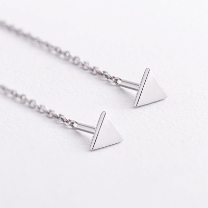 Срібні сережки - протяжки "Трикутники" 902-01552 №2