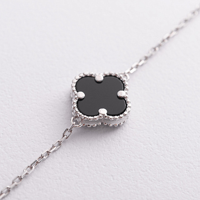 Срібне кольє "Конюшина" (онікс) 181336 №2