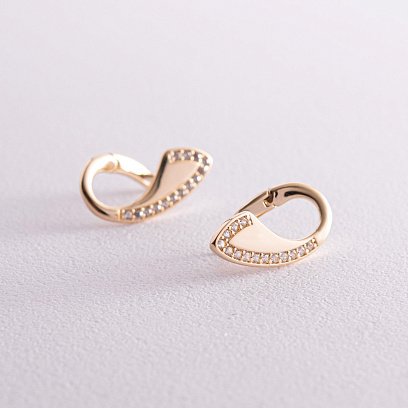 Серьги "Капельки" в желтом золоте (фианиты) с08054 №5