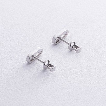 Сережки - пусети з діамантами (біле золото) 335081121 №3