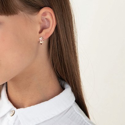 Дитячі золоті сережки "Кошенята" (фіолетові фіаніти) с07549 №2