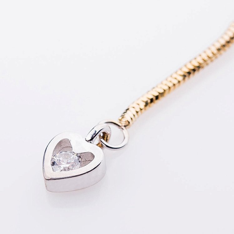 Золотой браслет на ногу с фианитом б01804 от ювелирного магазина Оникс - 2