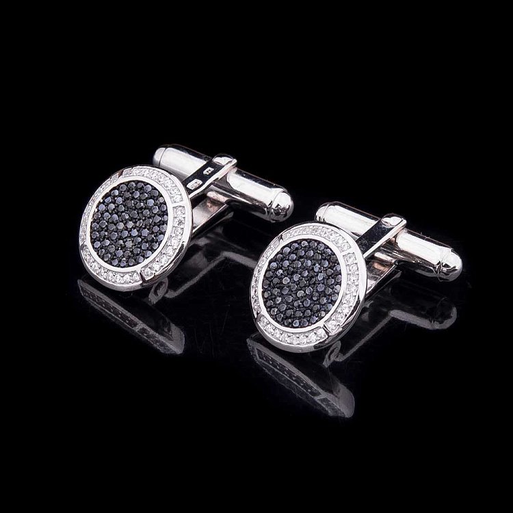 Запонки (родий, фианиты) 25052 от ювелирного магазина Оникс - 2