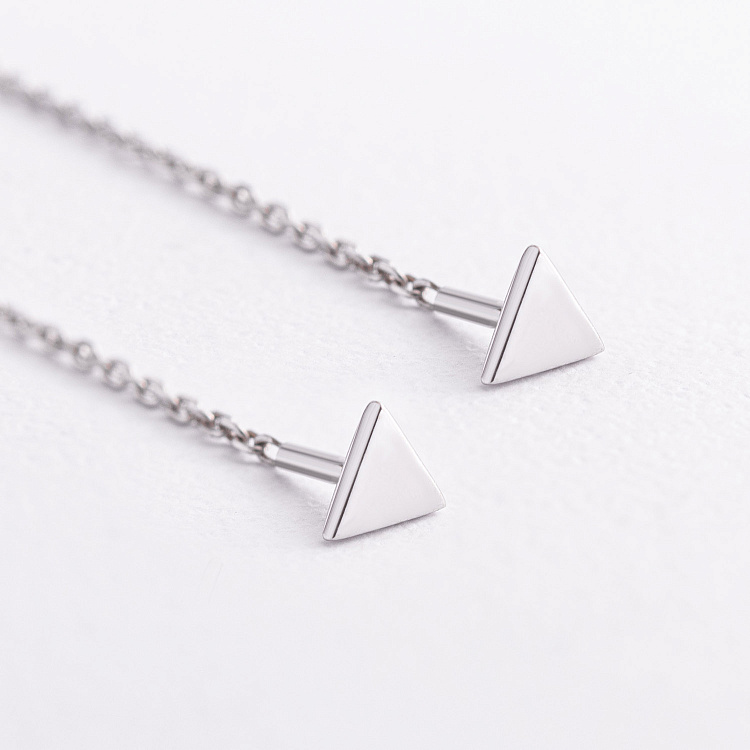 Срібні сережки - протяжки "Трикутники" 902-01552 від ювелірного магазину Онікс - 1