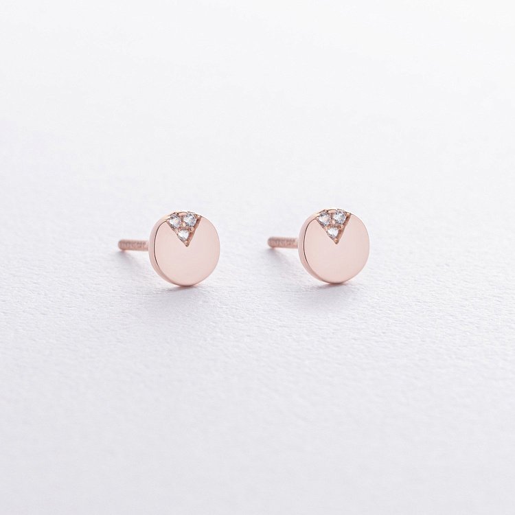 Золоті сережки - пусети з фіанітами с06078 від ювелірного магазину Онікс