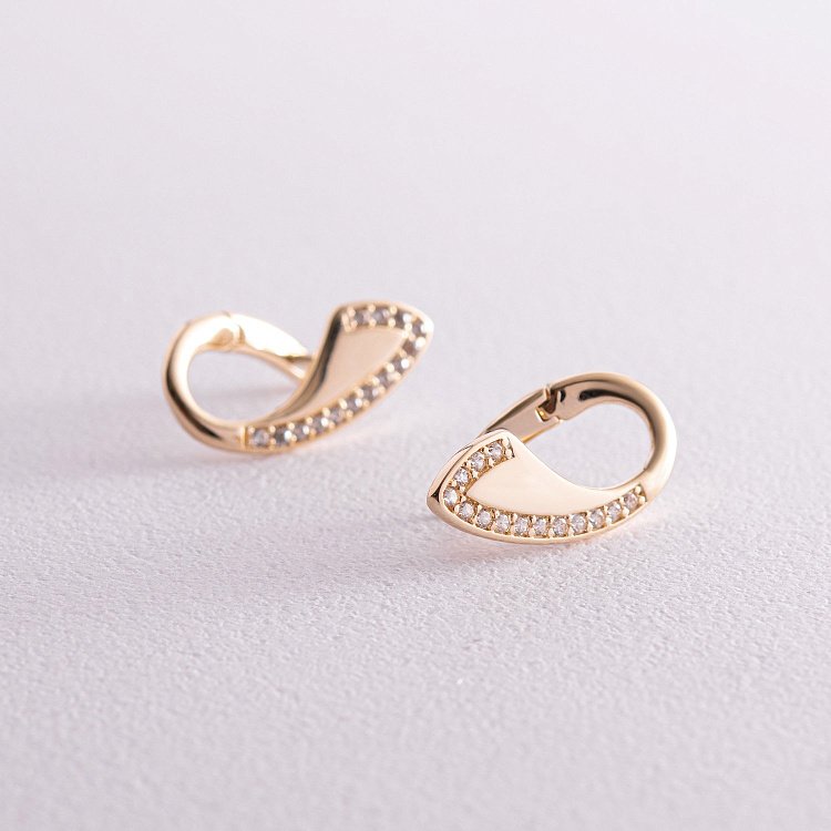 Серьги "Капельки" в желтом золоте (фианиты) с08054 от ювелирного магазина Оникс - 4