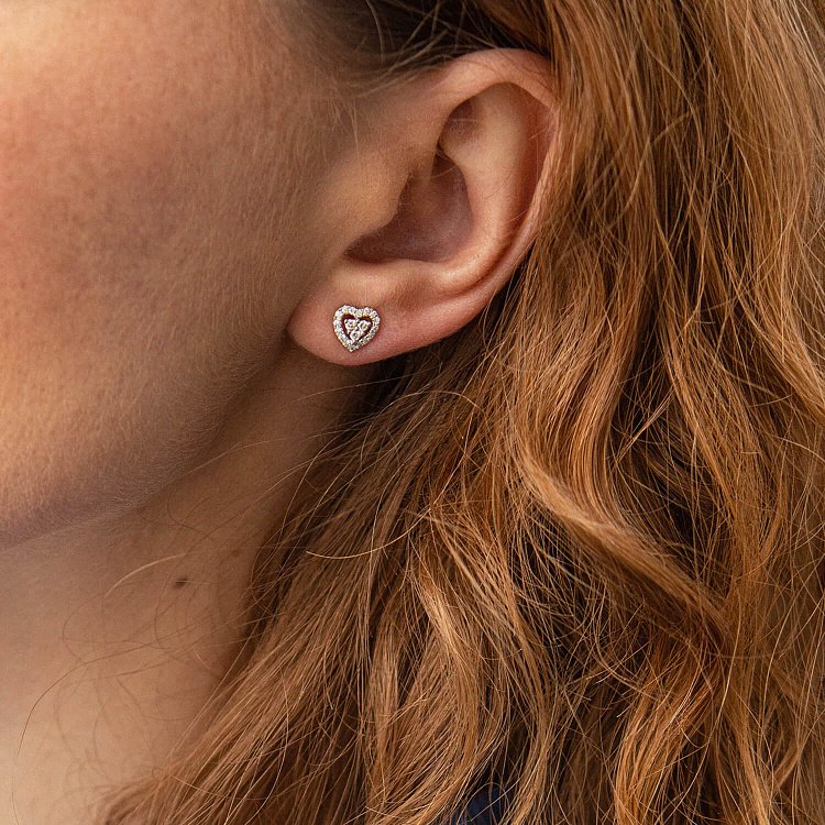 Золоті сережки - пусети "Сердечки" з діамантами сб0466ch від ювелірного магазину Онікс - 5