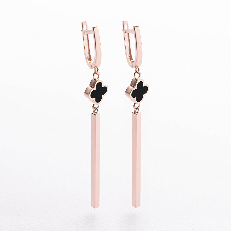 Золотые серьги "Клевер" (эмаль) с09710 от ювелирного магазина Оникс